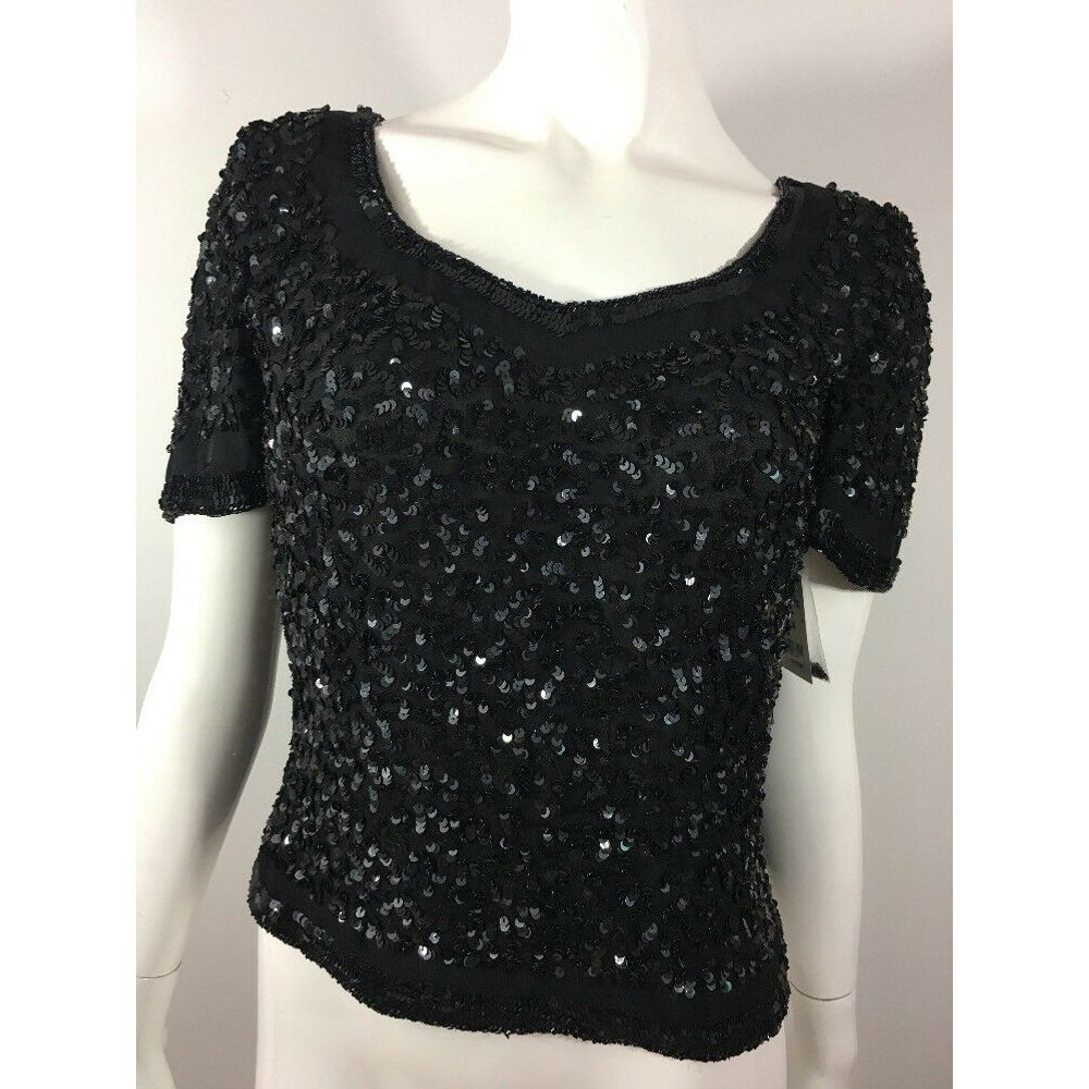 Vintage Beaded Sequin Silk Blouse - Picture 1 of 8